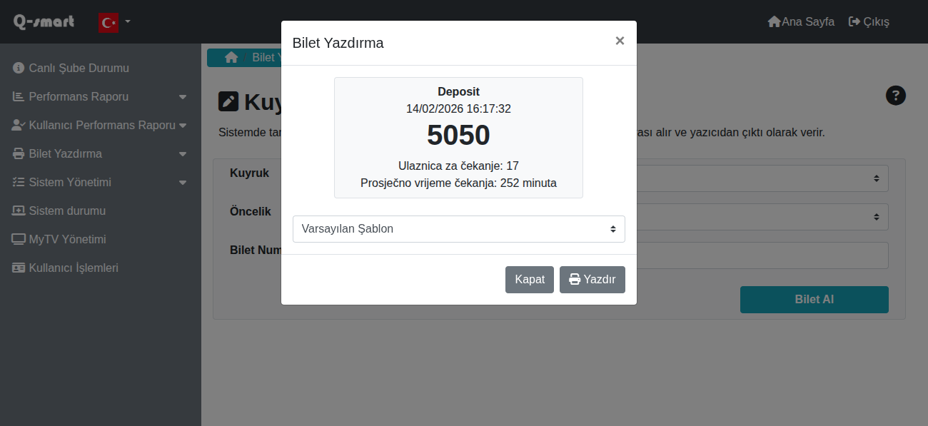 Kuyruktan Fiktif Bilet Alma - Bilet popup örneği
